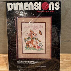 Vtg 1987 Dimensions Love Warms the Heart Rabbit Butterfly Cross Stitch Kit New